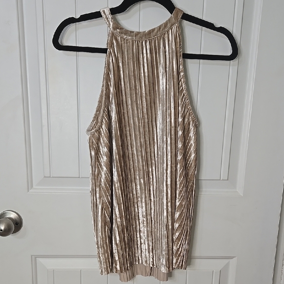 KLD Vintage Gold Tan Velvet Boho Western Pleated Accordion Style - Picture 1 of 3